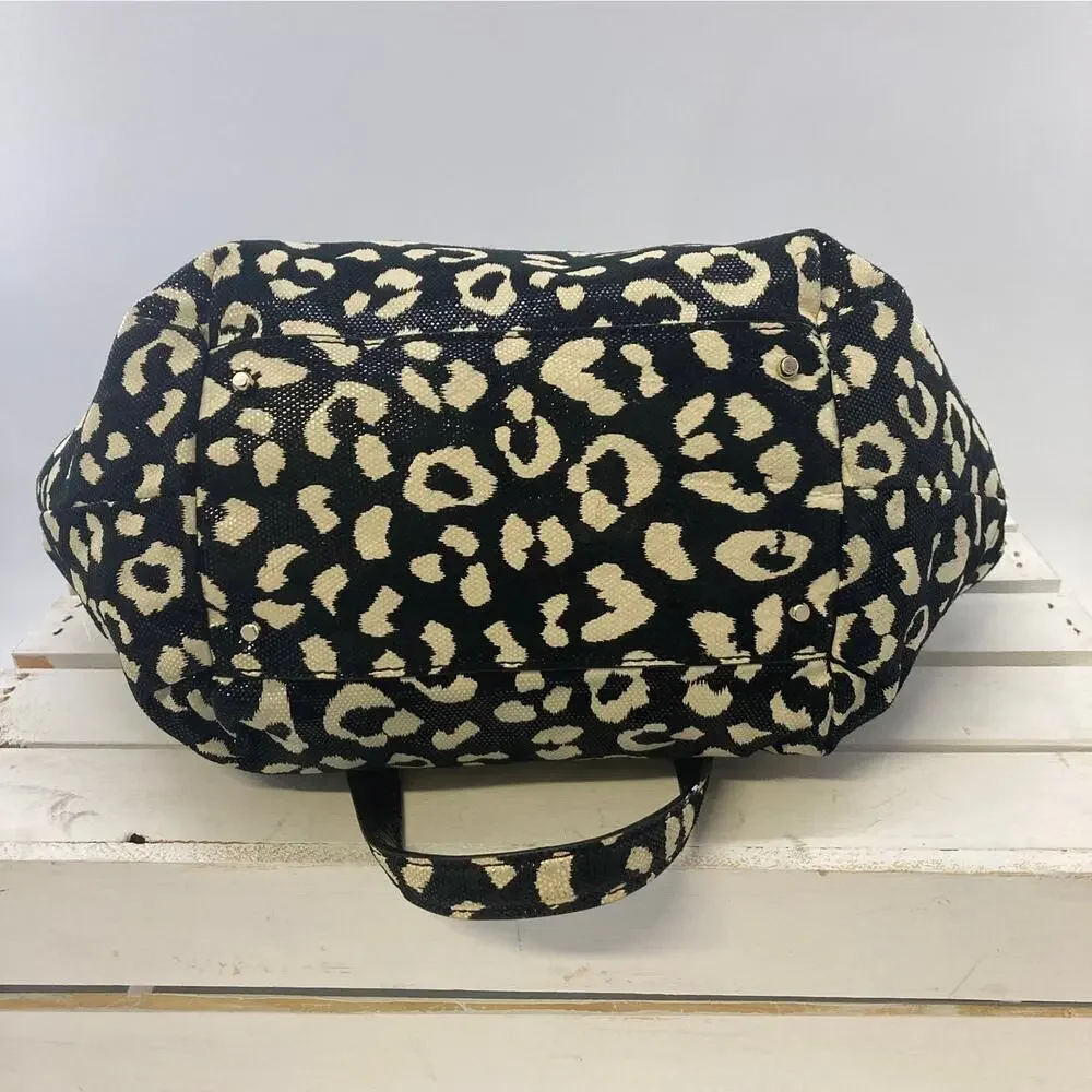 KATE SPADE BLACK AND CREAM ANIMAL PRINT SHOULDER BAG